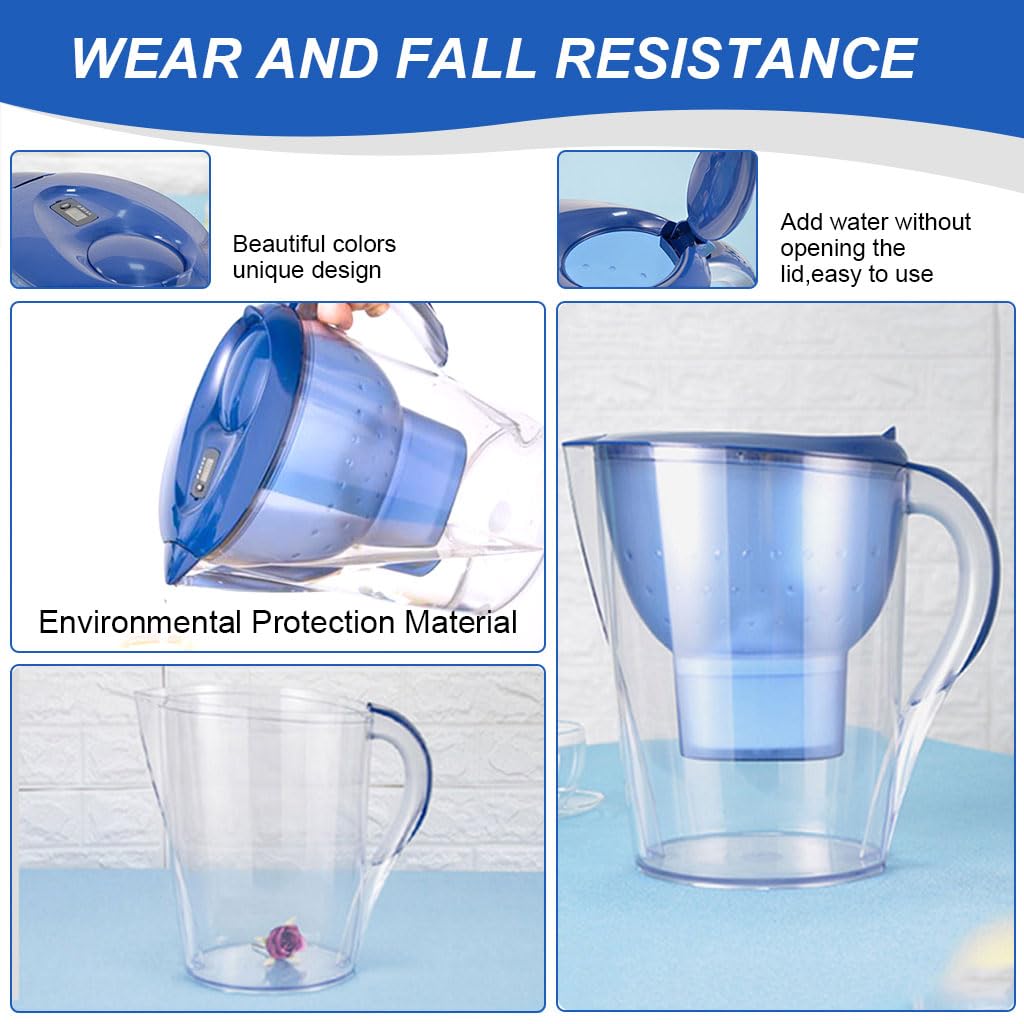 Supvox Water Filter Jug for Tap Water with Activated Carbon Cartridge 2.5L Blue Pot