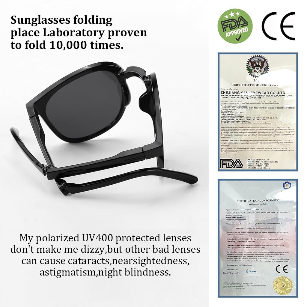 PALAY Sunglasses for Daily Wear with Polarized UV400 Lenses and Folding Design | Unisex Travel Set