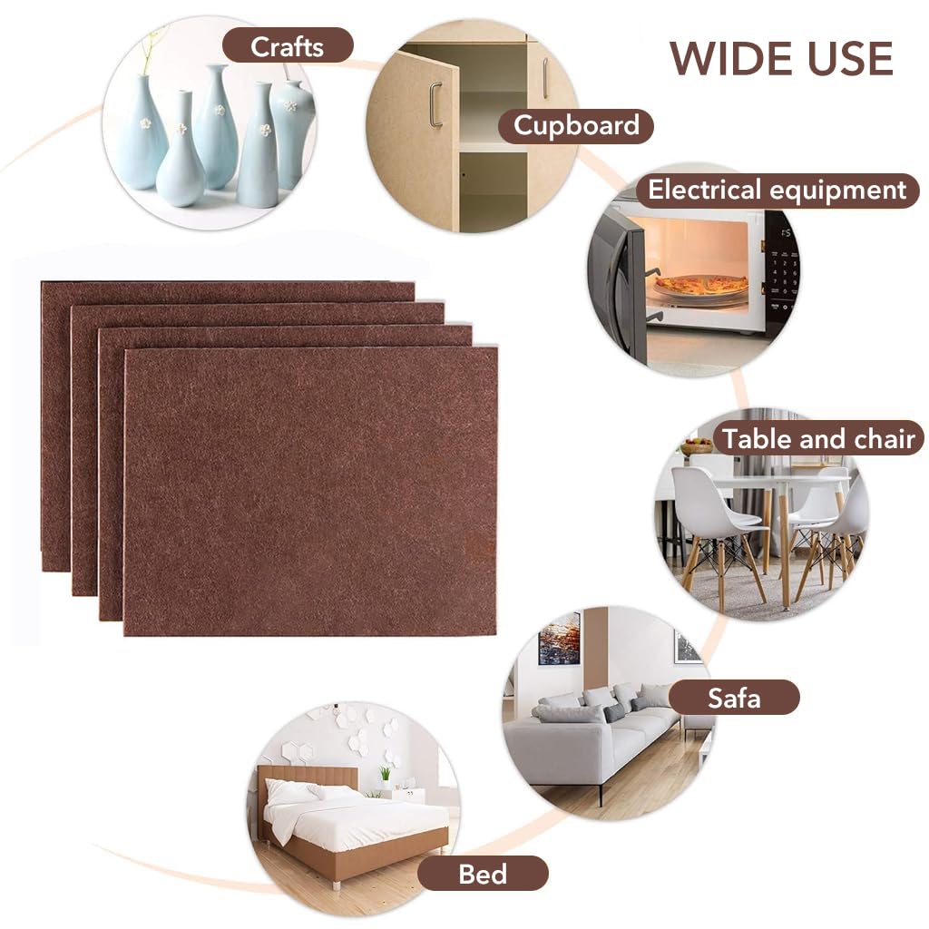 HASTHIP Furniture Felt Pads for Hardwood Floors with 3M Self Adhesive 4Pack 21x30cm | Cuttable Non Slip Noise Reduction Protectors