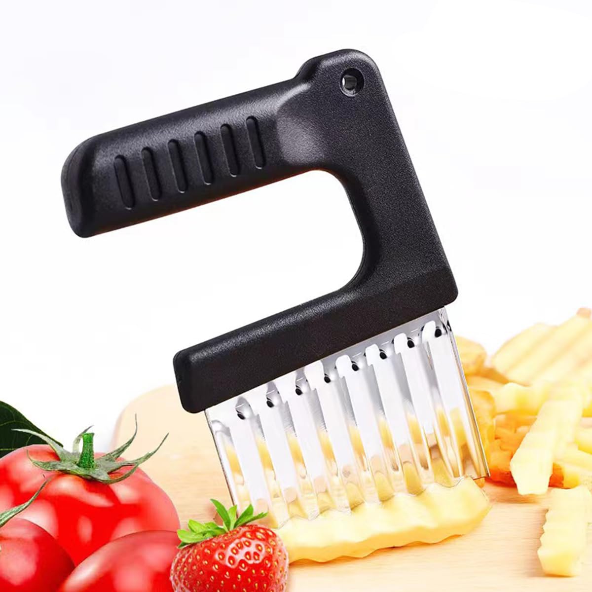 Supvox Crinkle Cutter Knife for Potatoes and Vegetables with Corrugated Blade | 1 Pcs Stainless Steel Kitchen Tool
