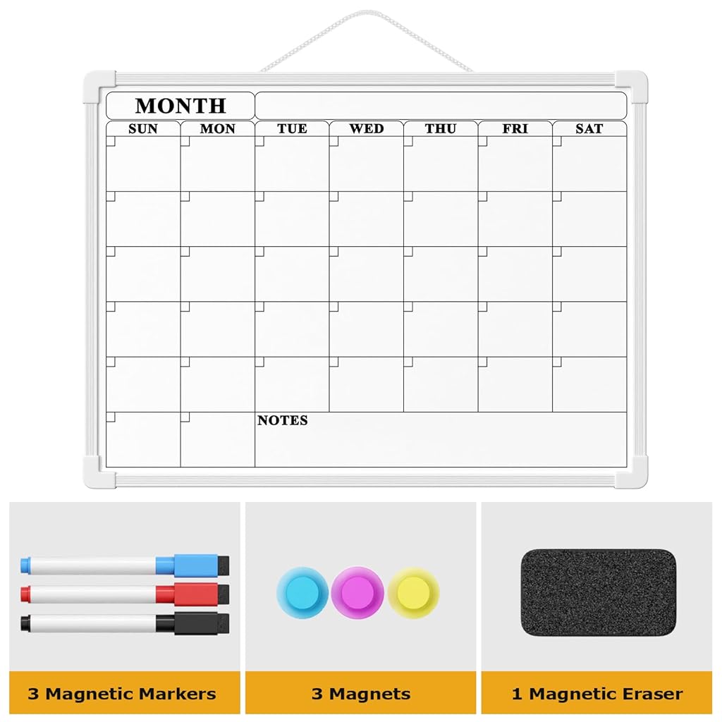 OFIFO® Weekly Schedule Board 30x40cm Double Sided Memo Board to-do-List Weekly Planner Whiteboard, Erasable Reusable Whiteboard with Magnetic Markers, Colored Magnets, Magnetic Sponge Eraser