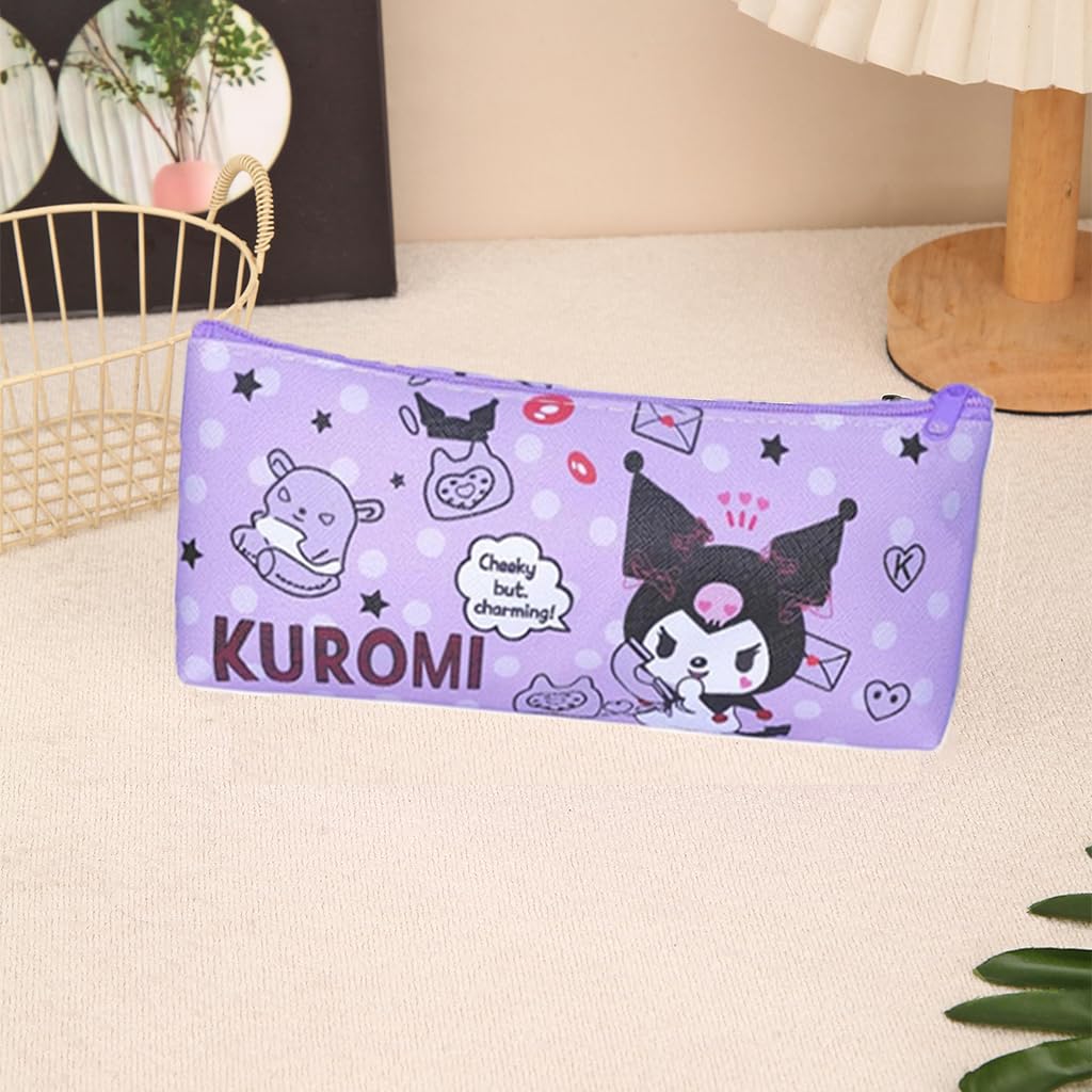 ZIBUYU Kuromi Stationery Set for School and Daily Use with Pencil Case Notebook & Stickers | Cute Purple Gift for Girls