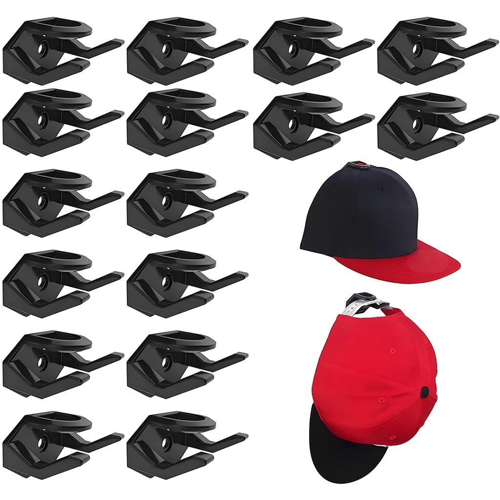 HASTHIP Wall Mounted Hat Hooks for Organized Hat Storage with No Drill and Screw Fix Mount | 16Pcs Self Adhesive Holders