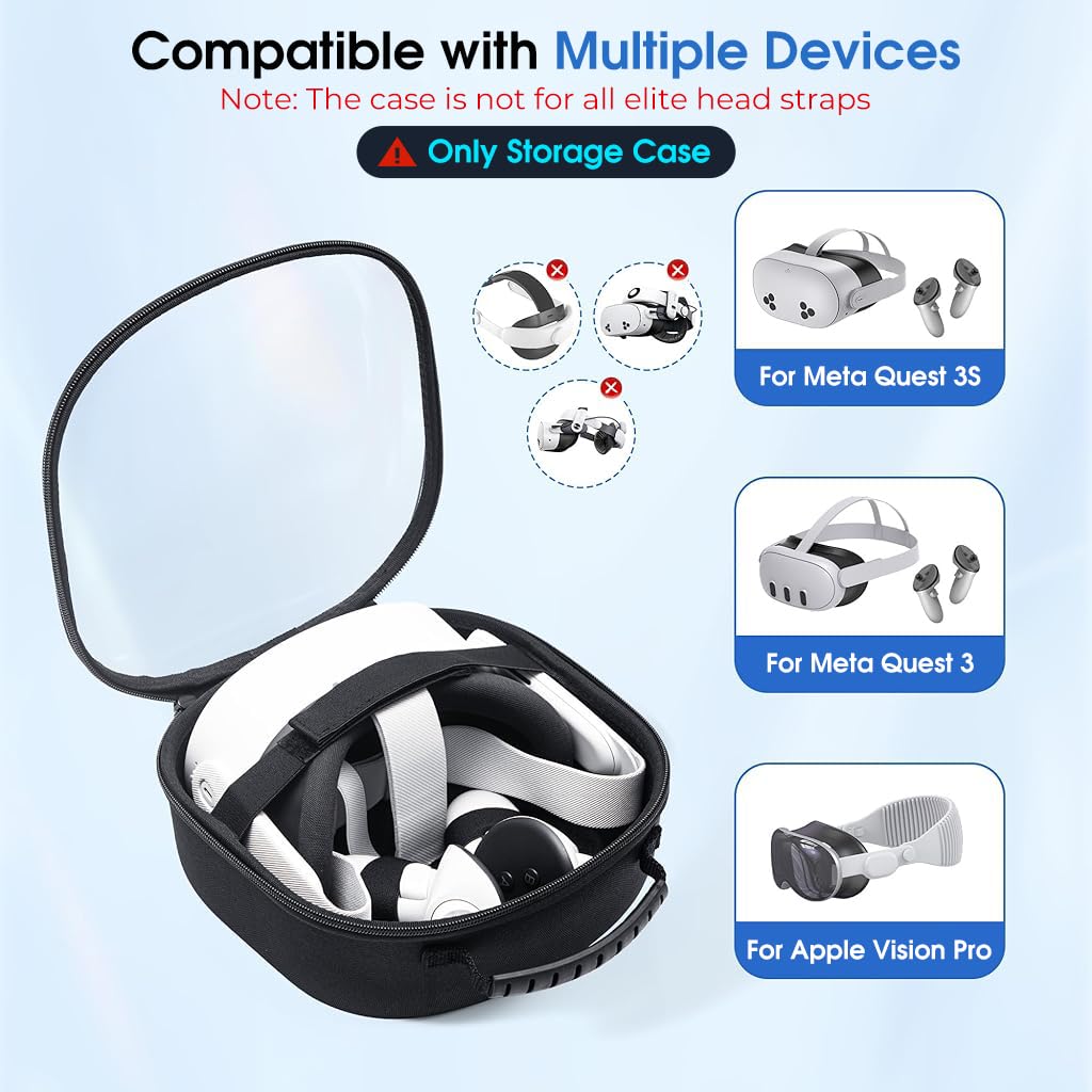 ZORBES Travel Case for Meta Quest 3S with Transparent Hard Cover and Built In Headset Band 23x12x23cm