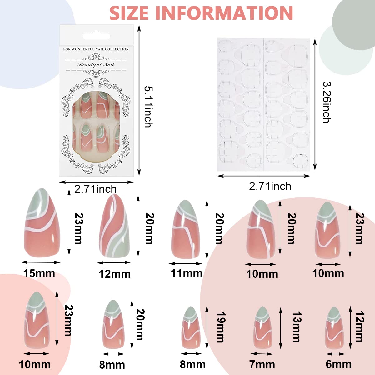 MAYCREATE Press on Nails for DIY Nail Art with 24pcs Full Cover ABS Design | French Style