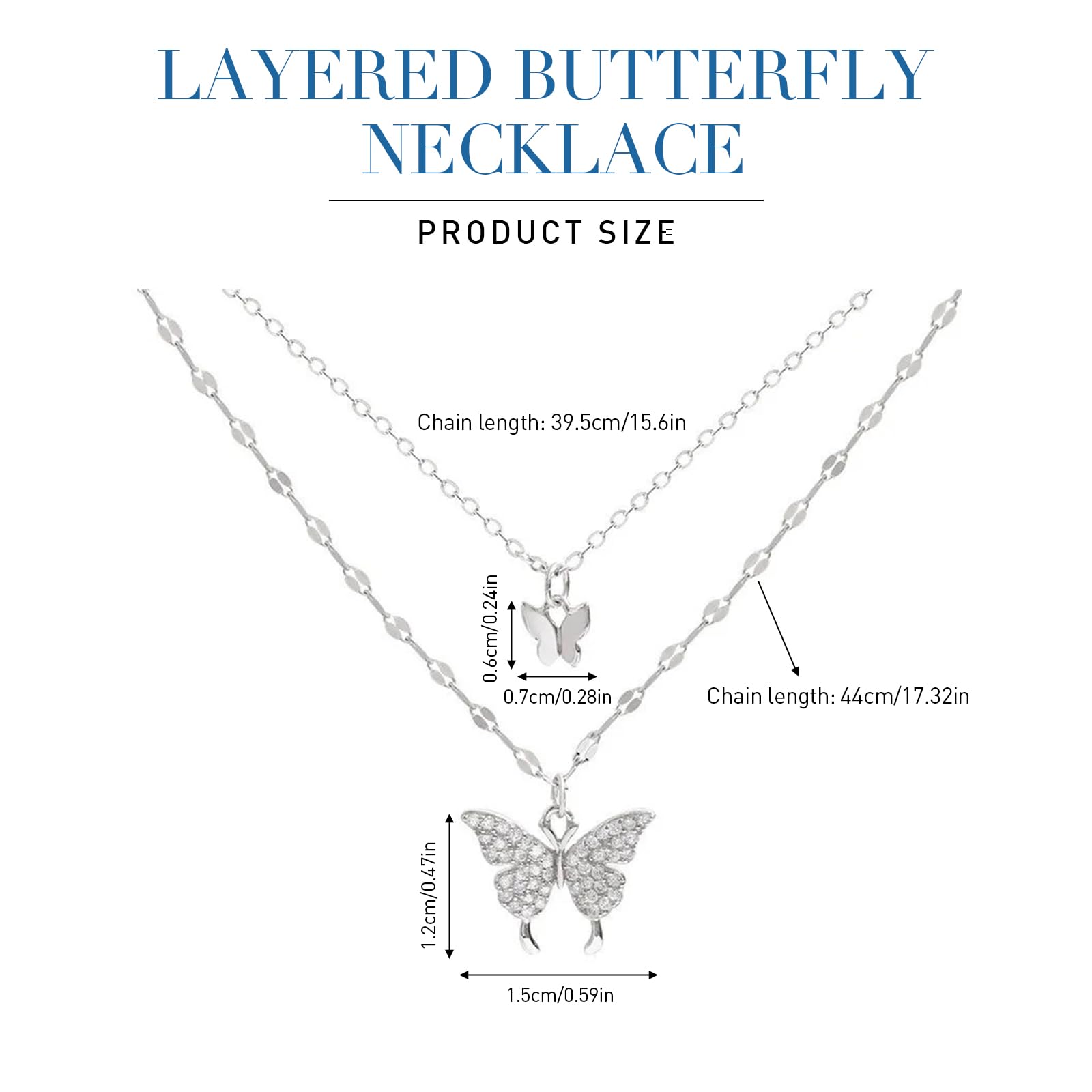 SANNIDHI Butterfly Necklace for Girls with Double Layer Choker and Rhinestone Pendant | Elegant Alloy Jewellery Gift