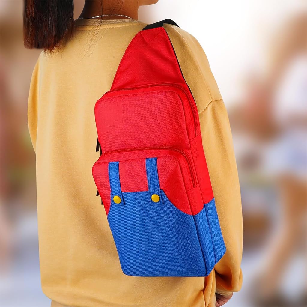 ZIBUYU Cute Travel Bag for Nintendo Switch/Lite/OLED/Steam Deck, Cartoon Mario Bag Accessory Bag, Portable Waterproof Backpack Switch Backpack Large Capacity Carrying Crossbody Shoulder Chest Gaming Bag Case