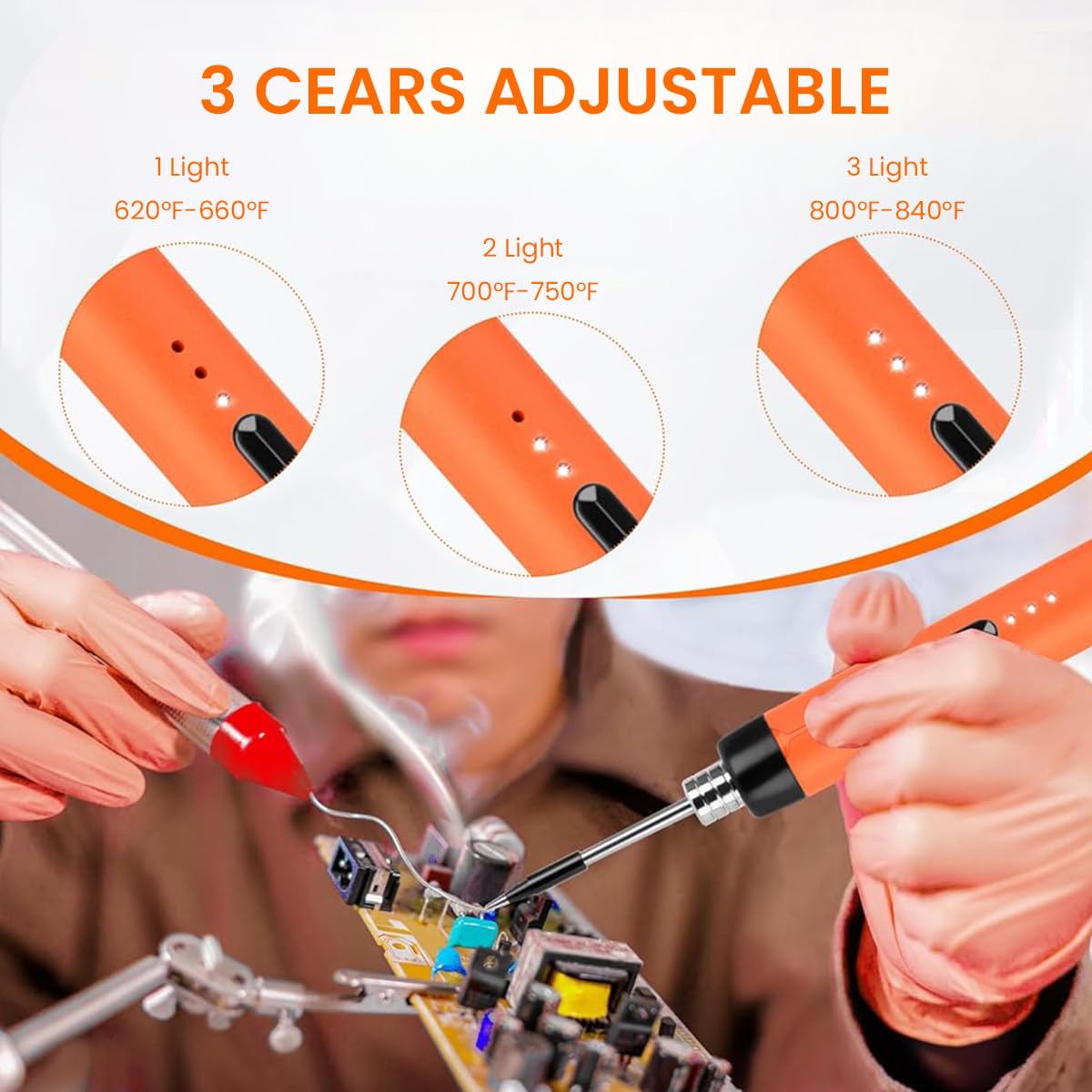 Serplex Cordless Electric Soldering Iron Pen Kit for Electronics and Home Repair with 3 Adjustable Temperatures and Quick 15 s Heat Up