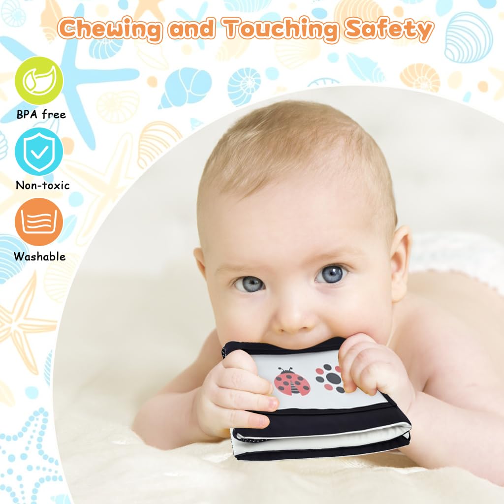 SNOWIE SOFT Baby Cloth Book for Early Learning with 3D Animal Tails and BPA Free Fabric | Sensory Toy for Newborns 0-12 Months