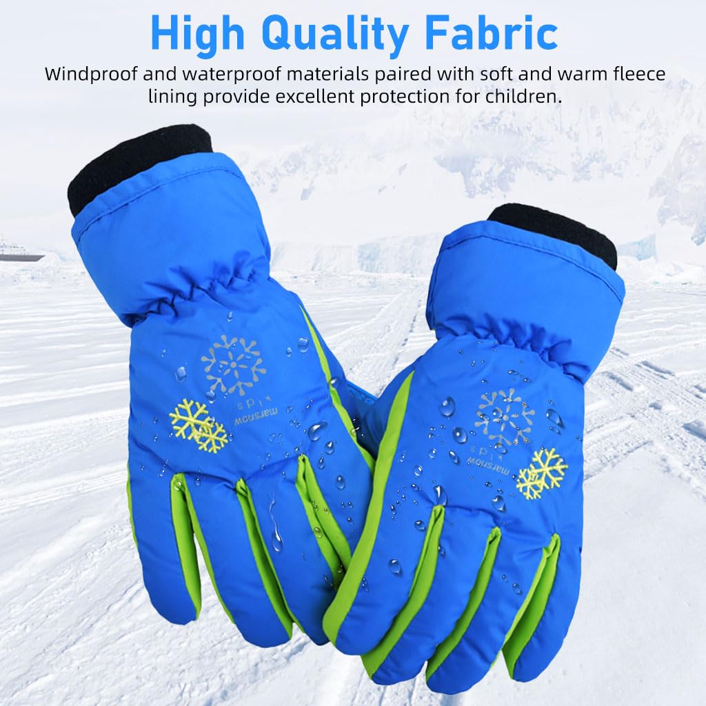 GUSTAVE® Winter Gloves For Kids Warm Ski Gloves With Anti-Slip Pu Palm, Waterproof Gloves Riding Winter Gloves For Men Fashion Outdoor Gloves For Boys & Girls(6-8 Years Old), Cycling