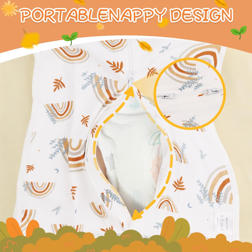 SNOWIE SOFT Baby Swaddle for Newborns with 2 Way Zipping Design and 100 Percent Cotton Comfort 66cm