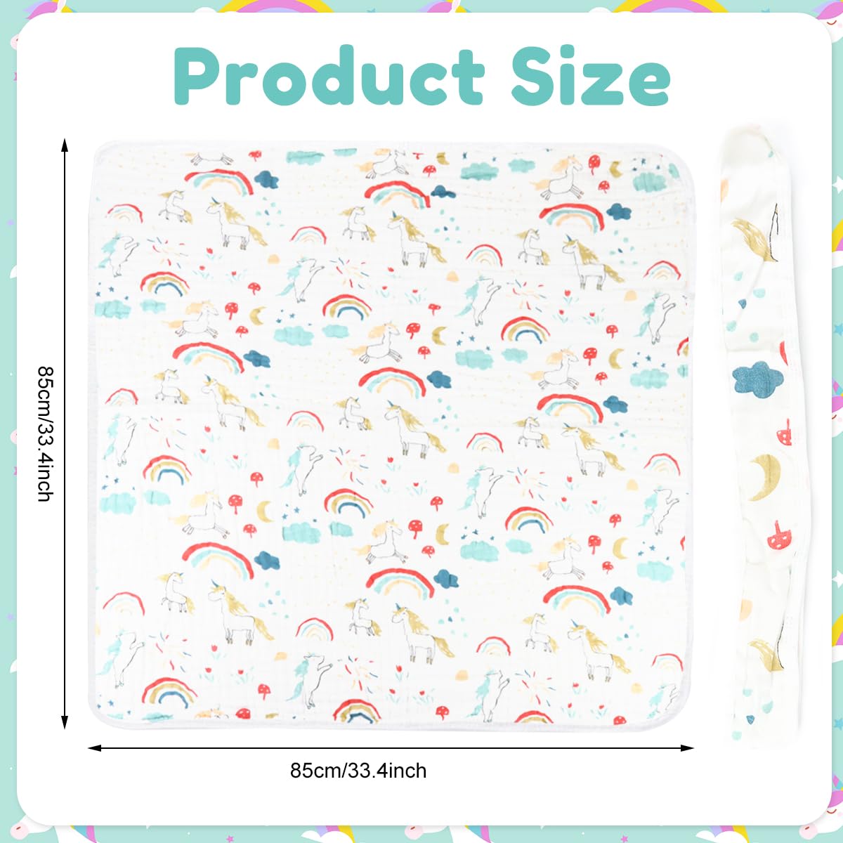 SNOWIE SOFT Muslin Towel for Newborn Baby with Cute Cartoon Design 90x90cm | Ultra Soft Cotton Swaddle and Bath Wrap