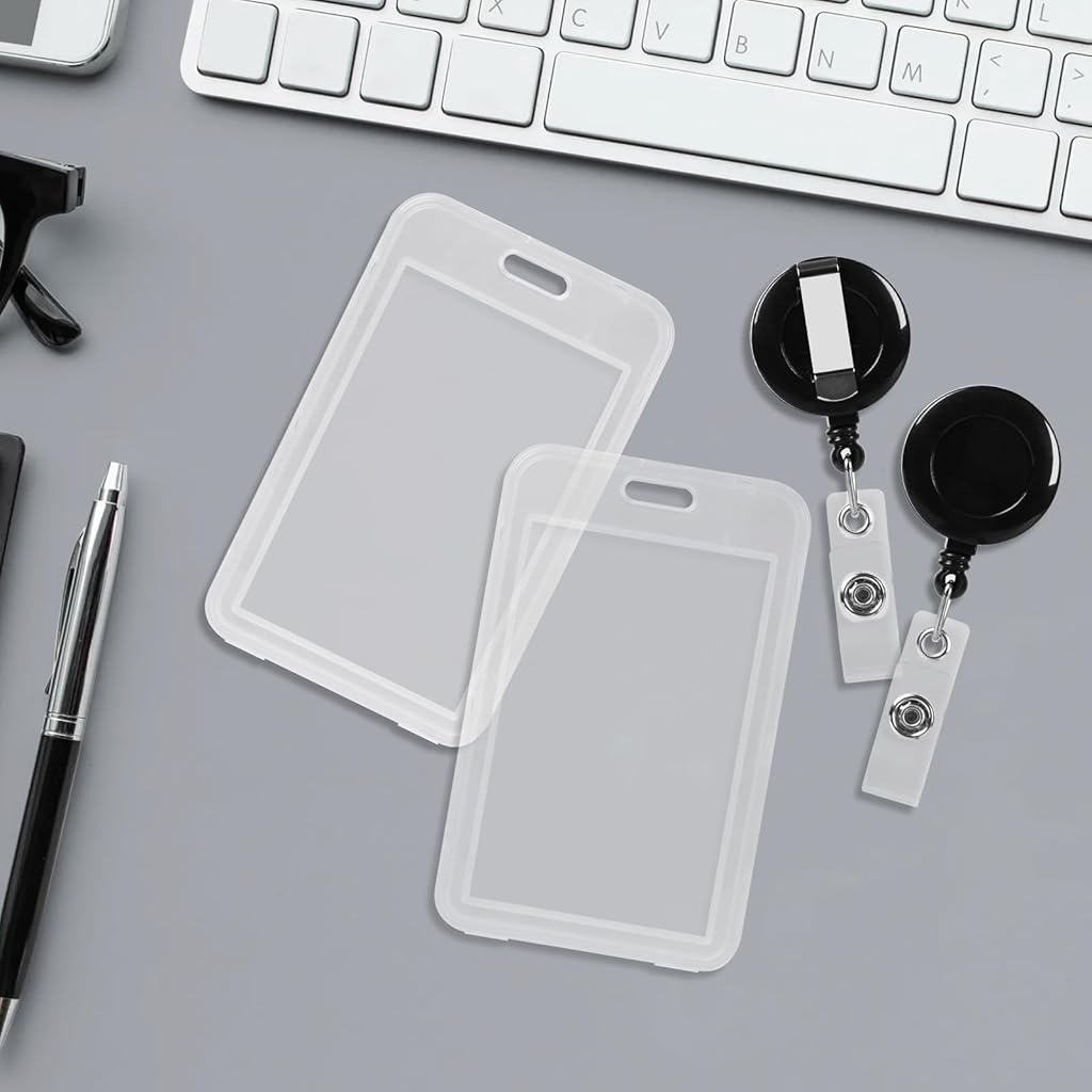 ZIBUYU® 2 Pack Transparent Plastic Vertical Badge Holders