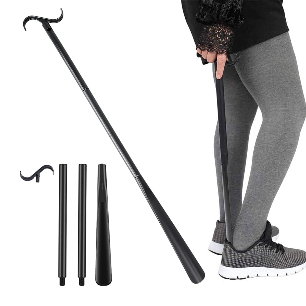 HASTHIP Shoe Horn Long Handle for Easy Dressing with 24–34 in Adjustable Dual End | Ideal for Limited Mobility Users