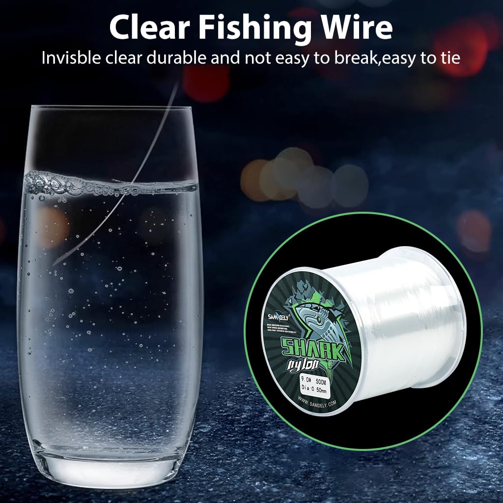 Proberos Nylon Fishing Line for Angling and Crafts with 30LB Strength 0.5mm Clear | 500-Yard Spool