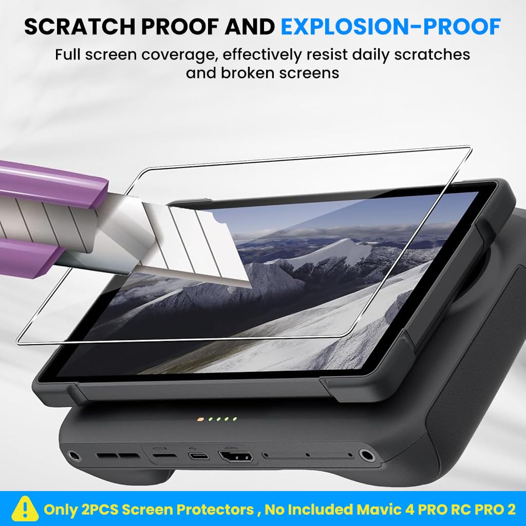 ZORBES Screen Protectors for Mavic 4 Pro RC Pro 2 featuring HD Tempered Glass & Anti-Glare | 2Pcs Bubble-Free Installation