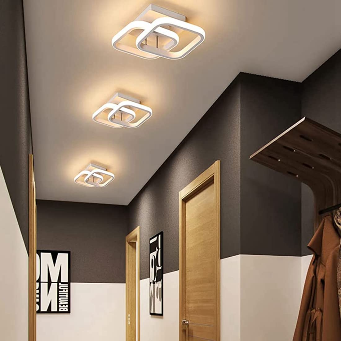 ELEPHANTBOAT LED Ceiling Light for Bedroom and Living Room with Dual Square Design 22W Warm White 3000K
