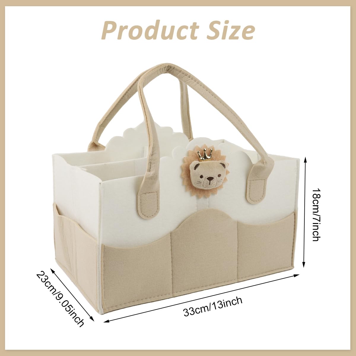 SNOWIE SOFT Baby Diaper Caddy Bag for Newborn Essentials with Removable Inserts | Soft Felt 33x23x18cm Organizer