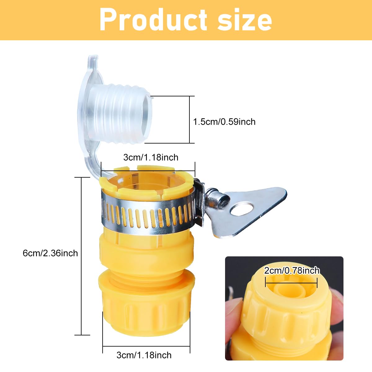 HASTHIP Universal Water Tap Adapter for Kitchen and Garden Use featuring 4/6 Point Anti‑Leak ABS Quick Release Connector 2 PCS
