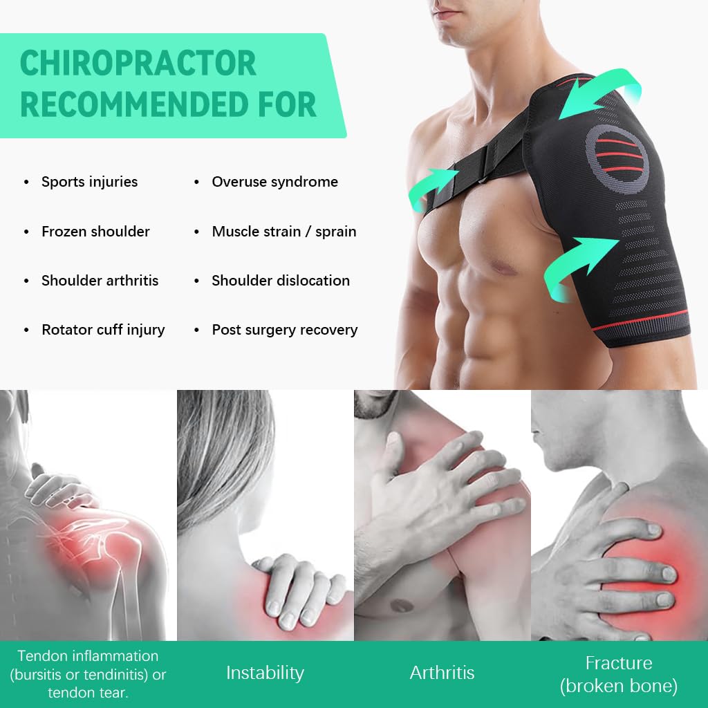 HANNEA Shoulder Brace for Rotator Cuff Recovery featuring Adjustable Straps and Breathable Mesh | Pain Relief Support for Men and Women