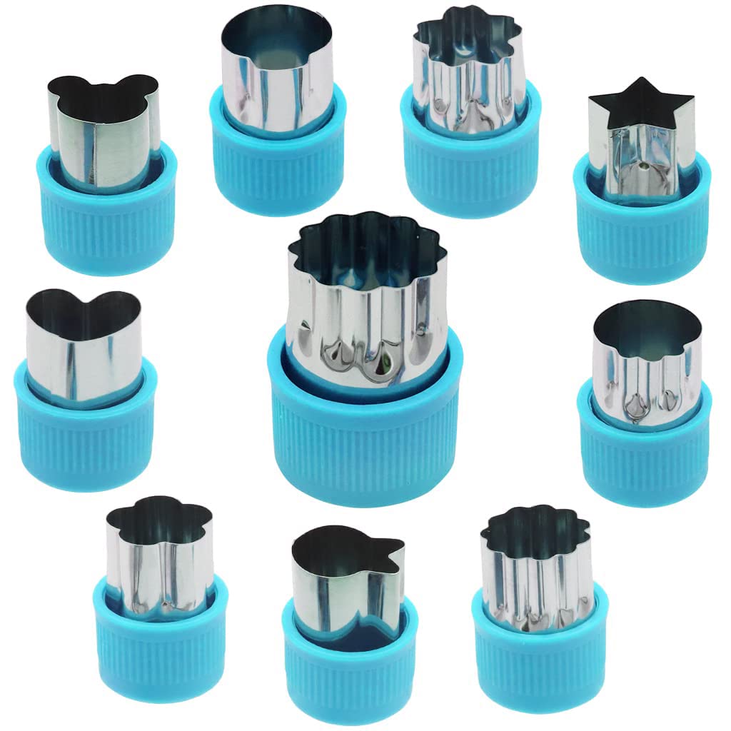 ELEPHANTBOAT Cookie Cutter Set for Baking with Thick PP Handle and 10 Shapes | Blue Stainless Steel