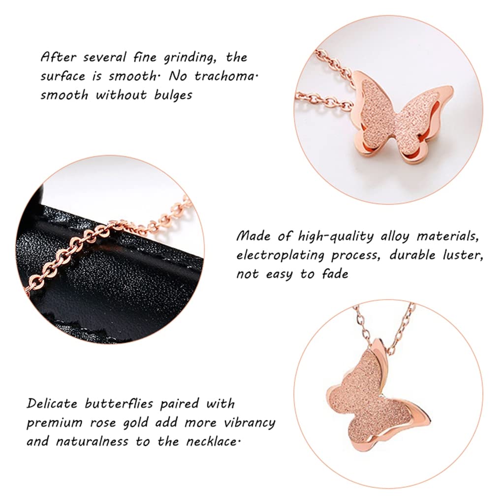 Venzina Necklace for Women featuring 16–18 in Adjustable Thin Chain Butterfly Pendant | Rose Gold Alloy Gift for Girls