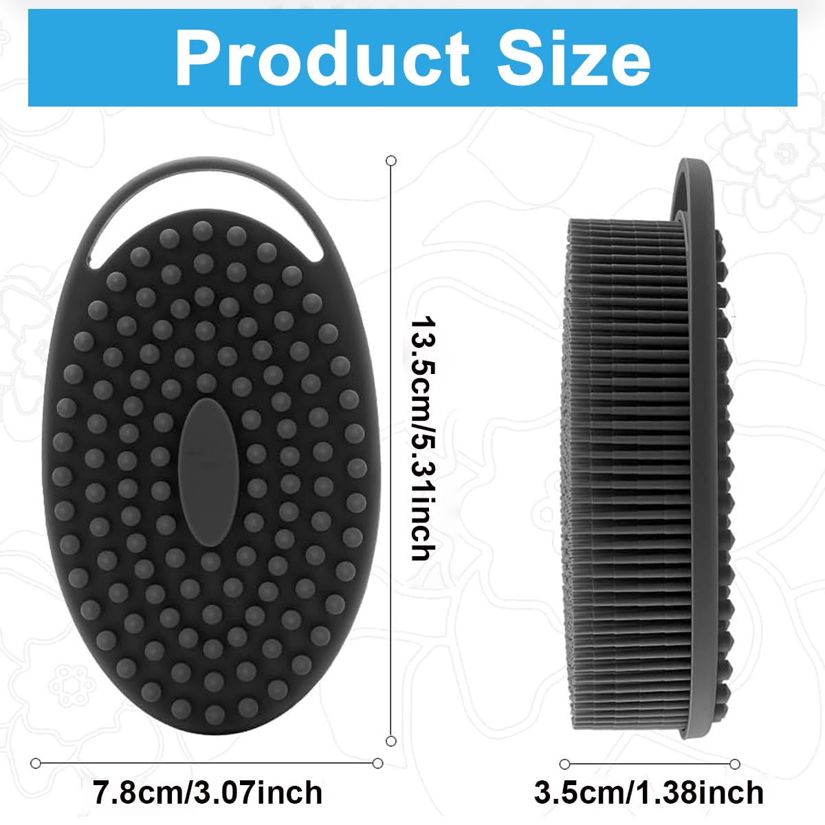 MAYCREATE® Silicone Body Scrubber, Silicone Loofah Shower Body Scrubber with Handle, 2 in 1 Body Exfoliator Scrubber Body Scrub Bath Scalp Massager Shampoo Brush for All Kinds of Skin, Black