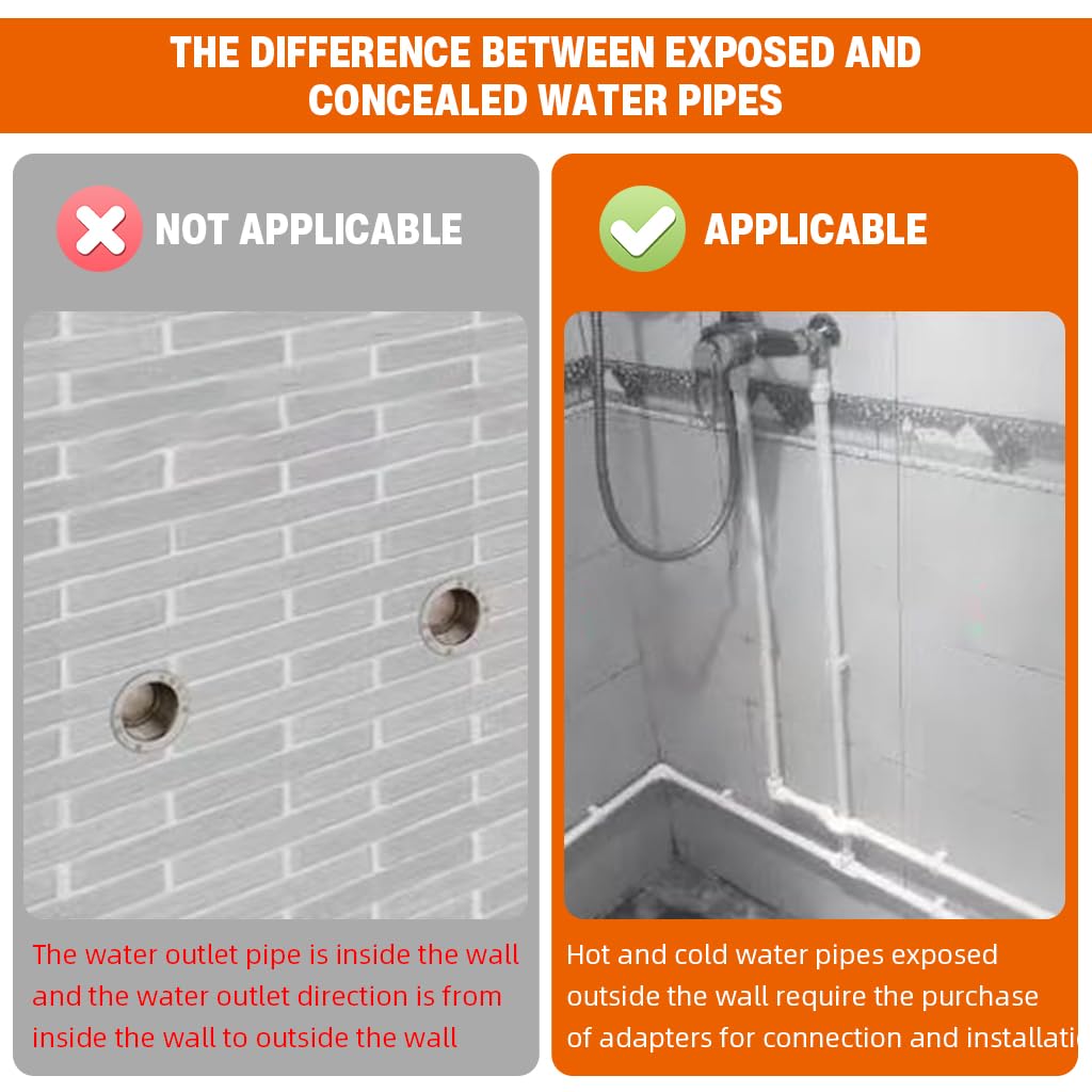 HASTHIP Bathroom Angle Valve Adapter for Wall-Mounted Shower Hose featuring Stainless Steel Design | Converts Flush-Mounted to Exposed System