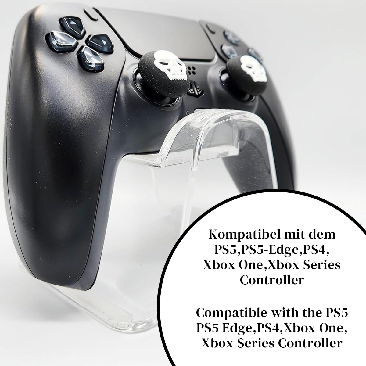 ZORBES Skull Thumb Grip Caps for PS5 Controller 4pcs Set with Silicone Covers | Enhanced Precision Control
