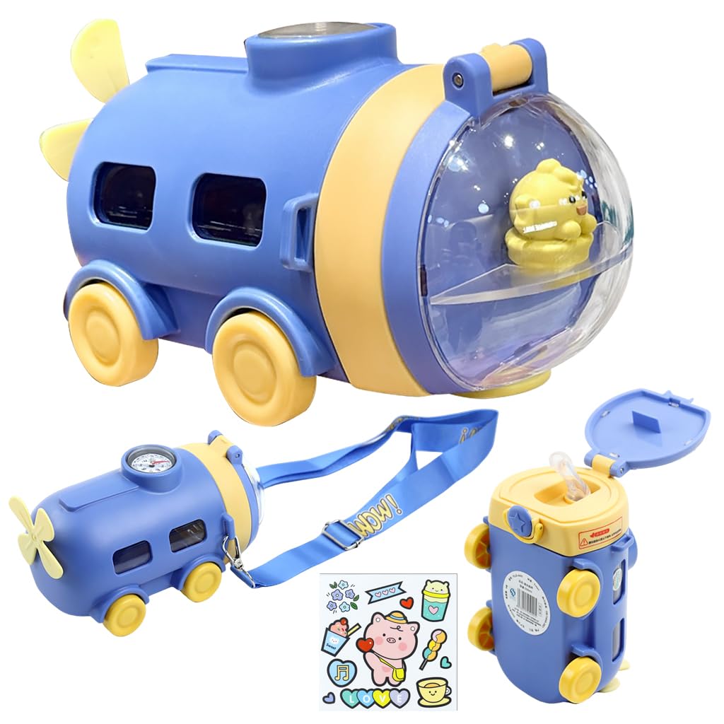 SNOWIE SOFT Water Bottle for Kids School with Silicone Straw and Neck Strap 550ml BPA-free | Leakproof Cartoon Design