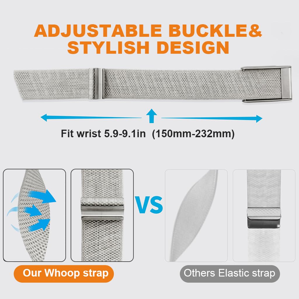 PROBEROS Compatible Watch Band for WHOOP 5.0 and 4.0 featuring Adjustable Metal Buckle | Soft Stretchy Woven Polyester Strap