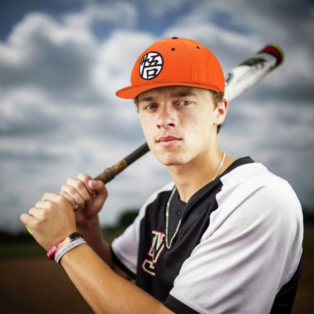 Gustave Baseball Cap for Men featuring Son Goku Embroidery and Adjustable Cotton Fit | Orange