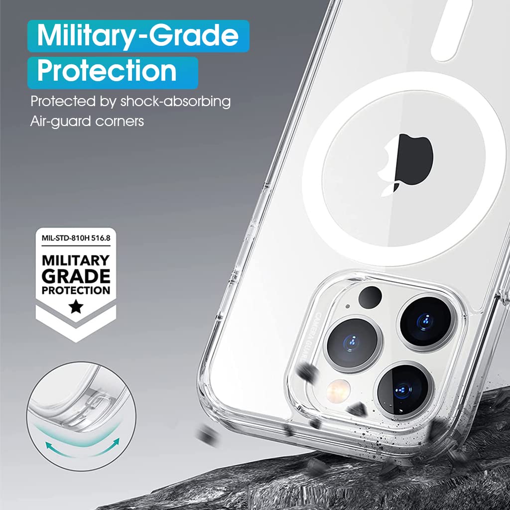 ZORBES Phone Cover Case for iPhone 14 Pro Mag Safe, Non Yellowing Clear for iPhone 14 Pro Cover Mag Safe, Shockproof Protective Slim Thin Case for iPhone 14 Pro 2022, Strong Magnetic, Transparent