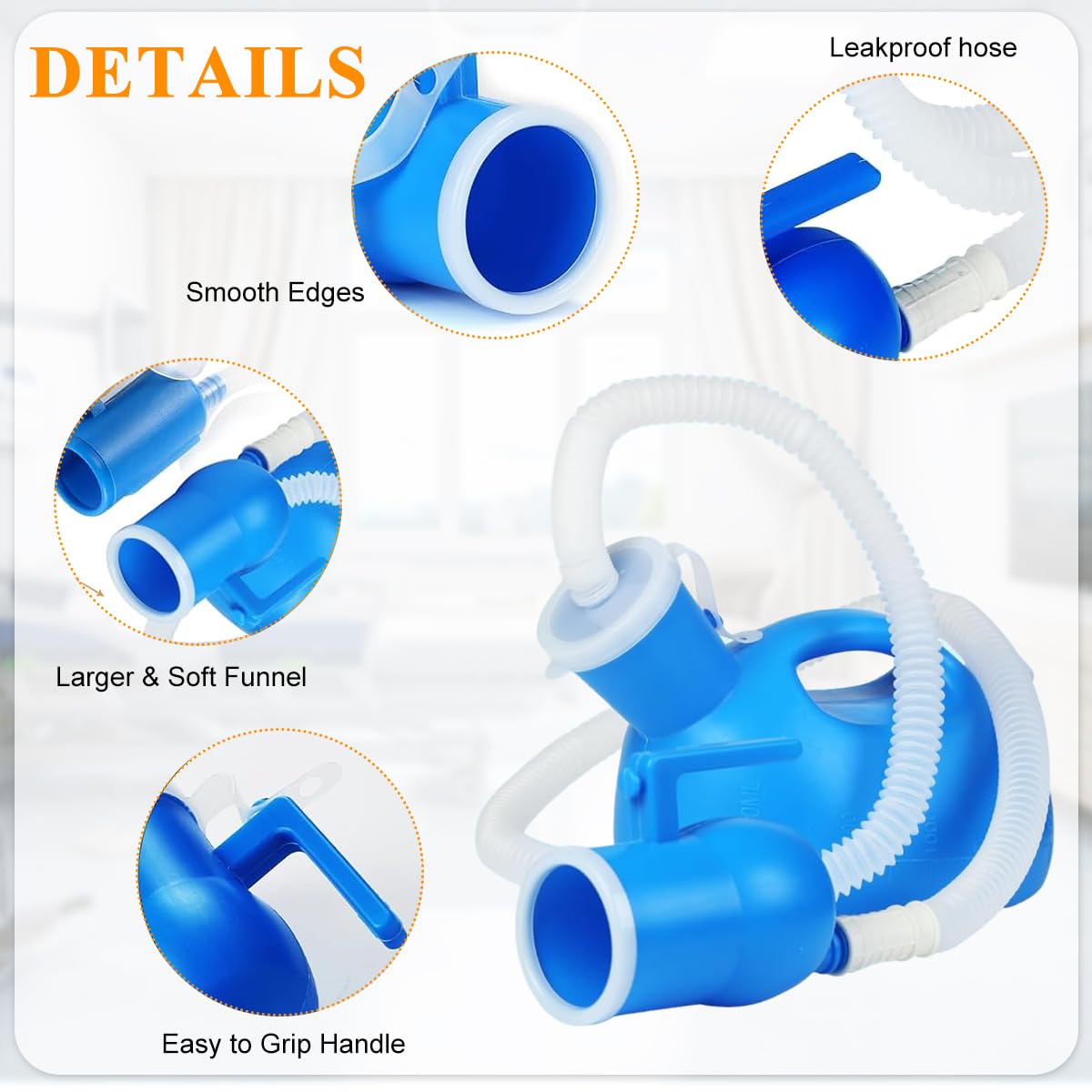 HANNEA Female Urinal Bottle for Bedside and Travel with 2000ml Capacity | Soft Rubber Rim