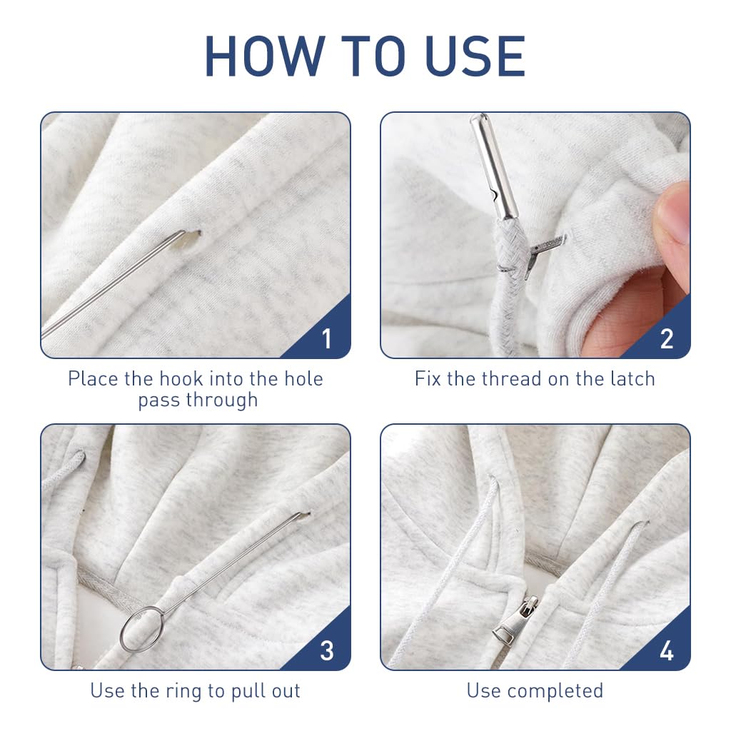 HASTHIP Sewing Loop Turner Hook for Fabric Tubes featuring Latch Tongue Lock | 4 pcs 10.4 in Stainless Steel Tools