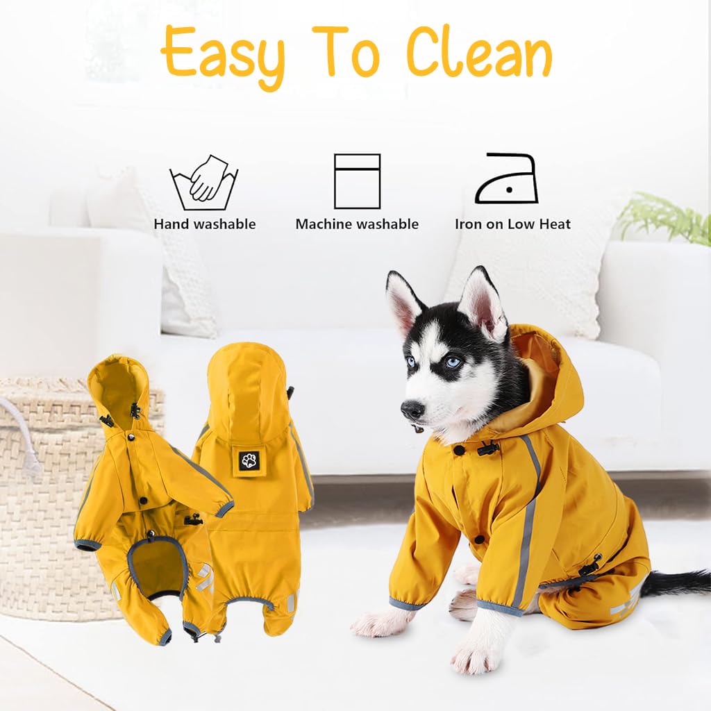 Qpets Dog Raincoat for Small Dogs with Reflective Strip and Button Up Design | Waterproof Polyester 2XL