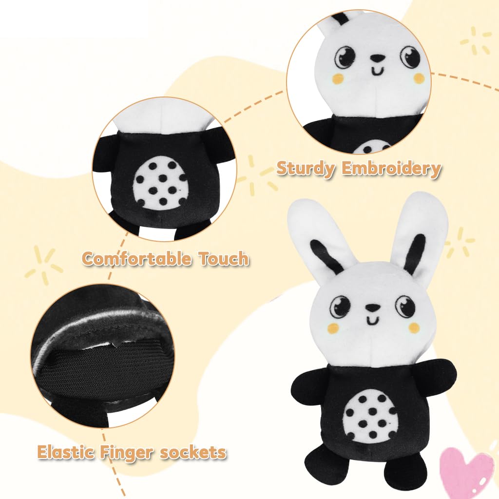 SNOWIE SOFT Baby Soft Cloth Book for Infants with 9 Animal Textures and Hand Puppets | Tactile Fabric Activity Toy