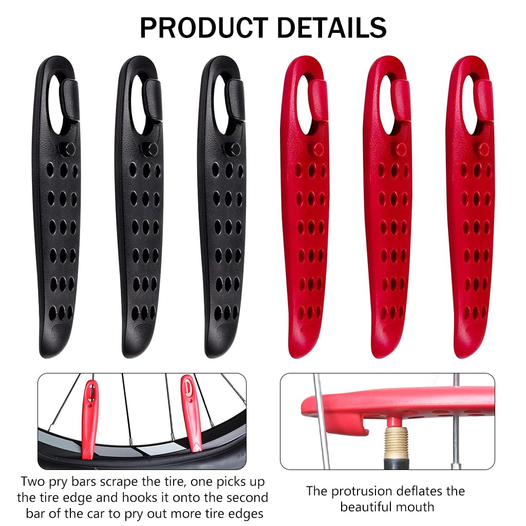 Proberos® 6Pcs Roadside Bicycle Tyre Levers Tool for Inner Tube Tire, 4.3 Inches High Strength Plastic Bike Tire Tyre Lever Valve Core Tool Bicycle Repair Tool