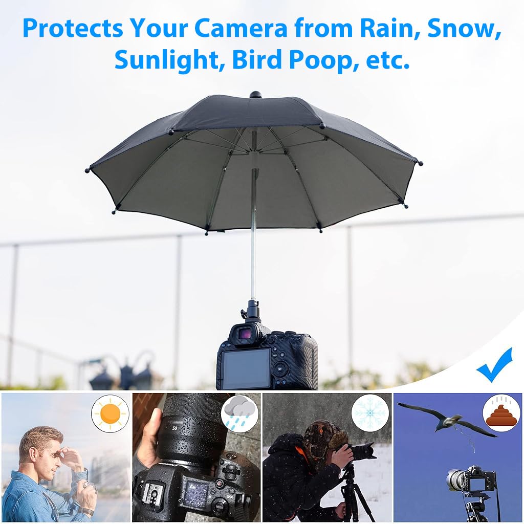 ZORBES Camera Umbrella for Outdoor Shooting with 19.7 in Coverage featuring 360° Swivel Joint | Waterproof Polyester Protection for DSLR & Mirrorless Cameras