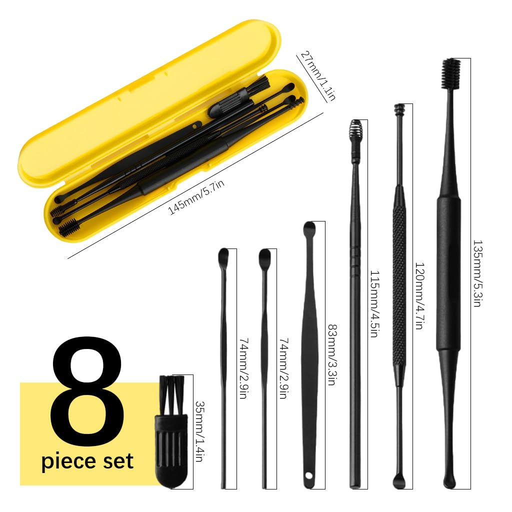 HANNEA Ear Wax Removal Tool Kit for Daily Ear Care with 7 Pcs Dual Head Silicone Tools | Portable Storage Case