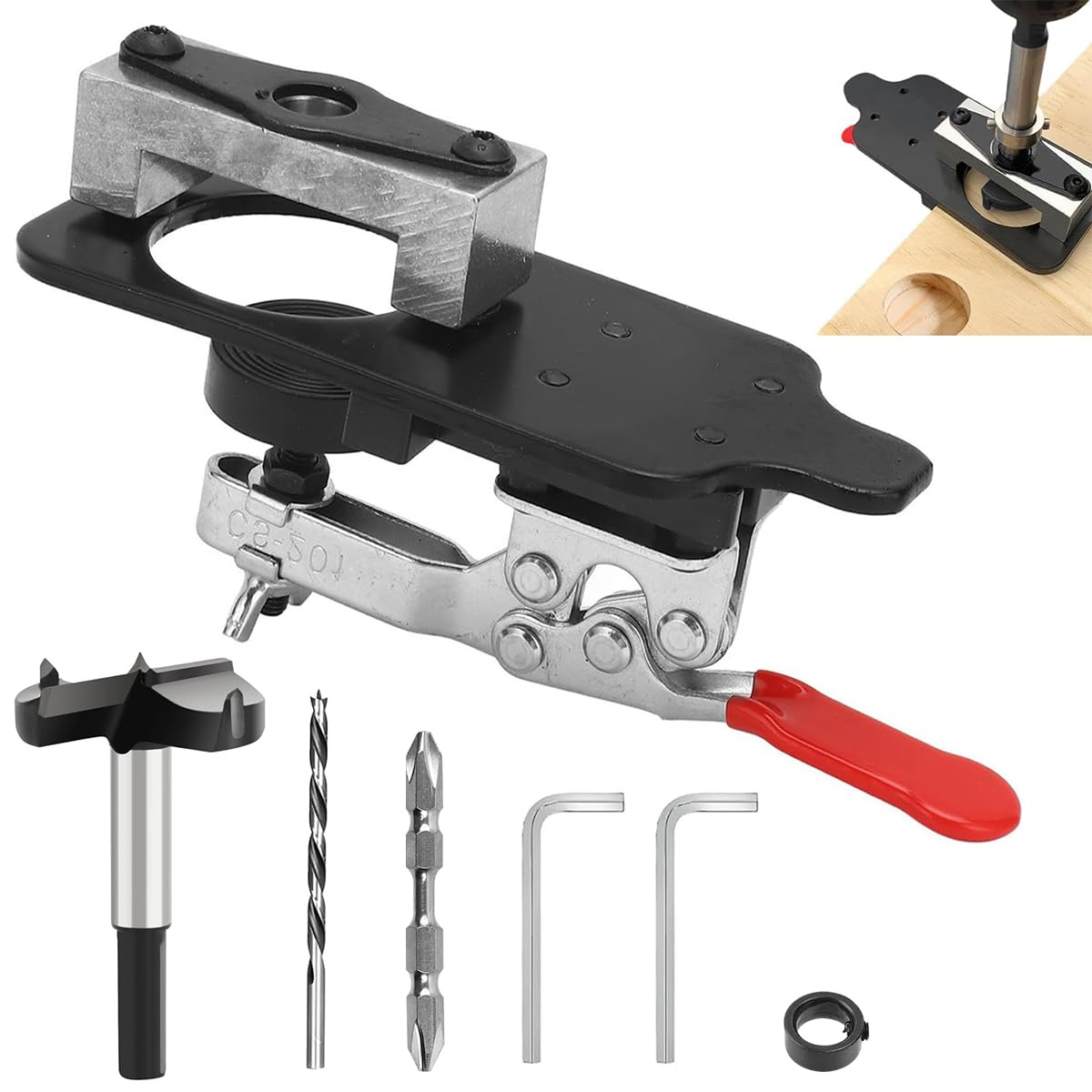 Serplex Concealed Hinge Jig for Cabinet Door Installation featuring 35mm Drill Guide | Aluminum Alloy Woodworking Tool