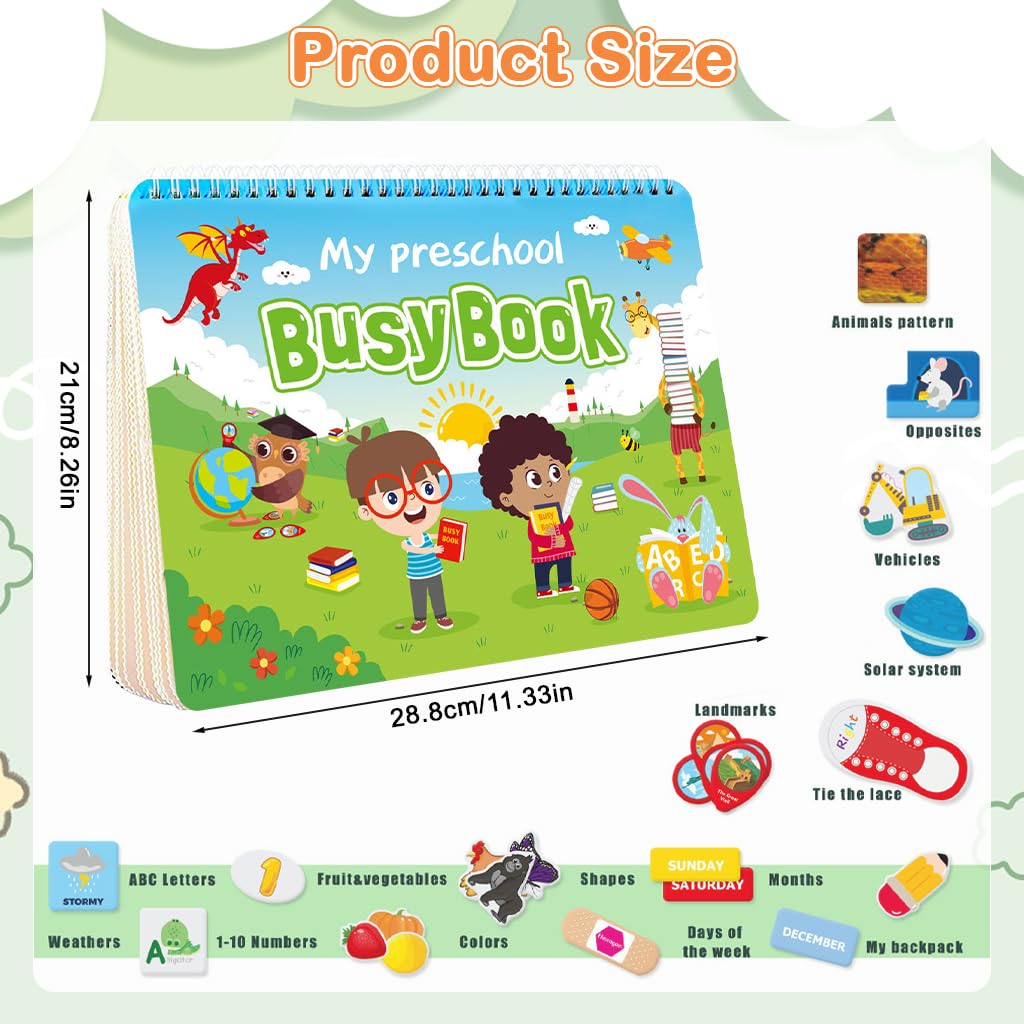 SNOWIE SOFT Child Busy Book for Preschool Learning with 3D Stickers and Tracing Activities