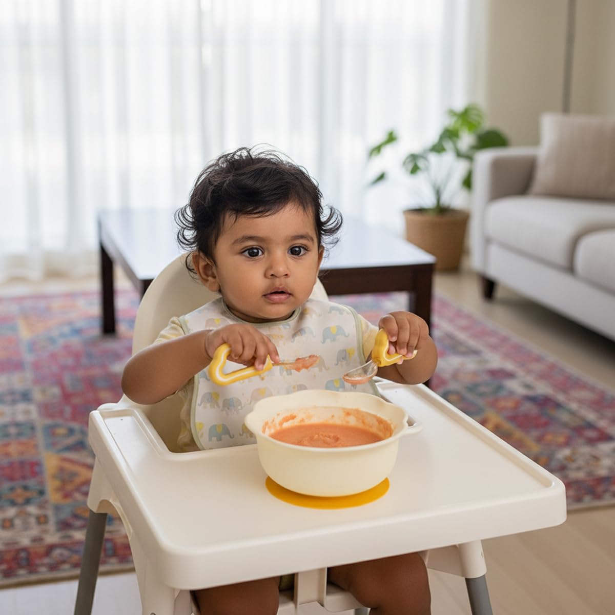 SNOWIE SOFT Baby Feeding Set for Self Feeding with 3Pcs Suction Cup Bowl and PPSU Utensils