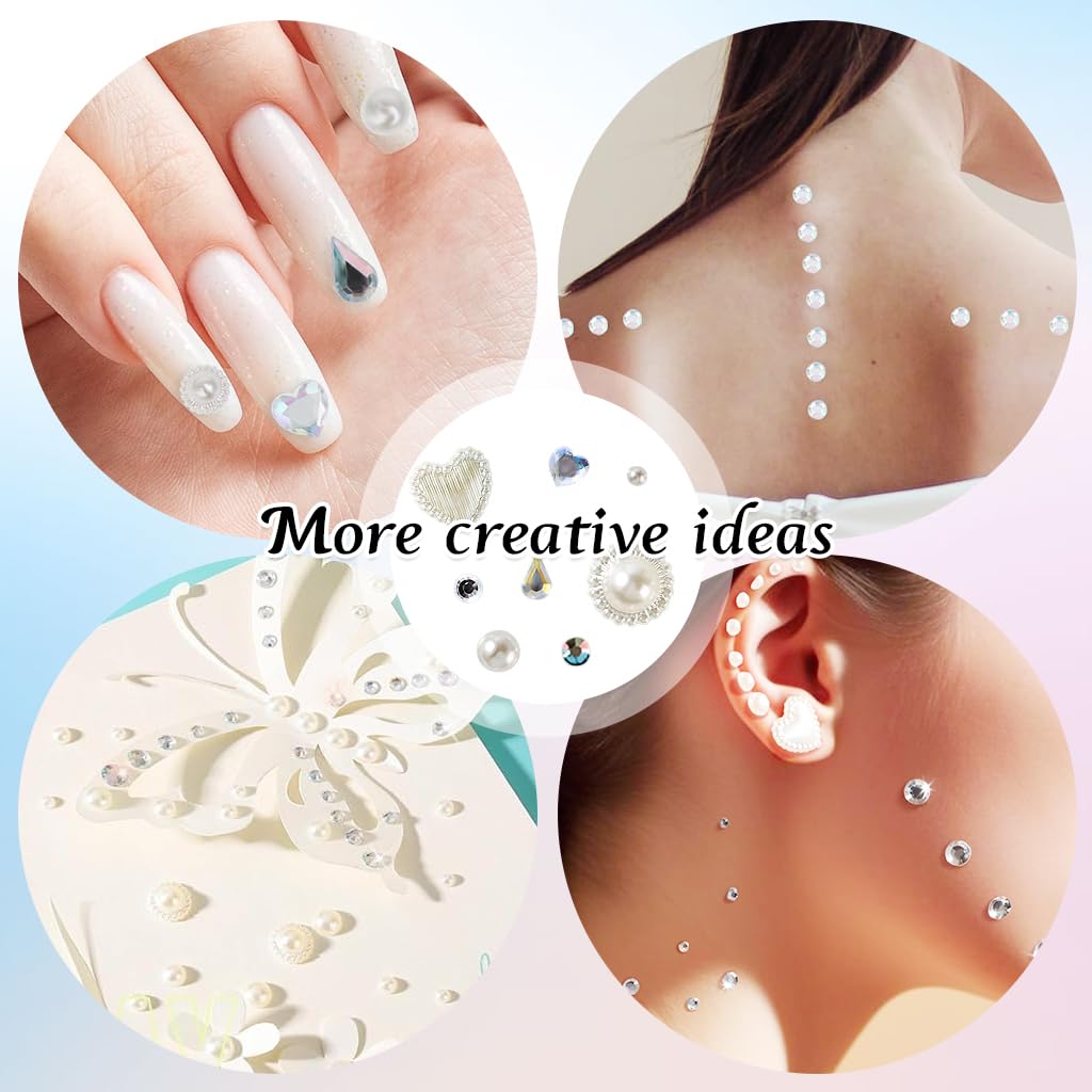 MAYCREATE Face Rhinestones for Makeup with Self Adhesive Design and Tweezer | Assorted Shapes
