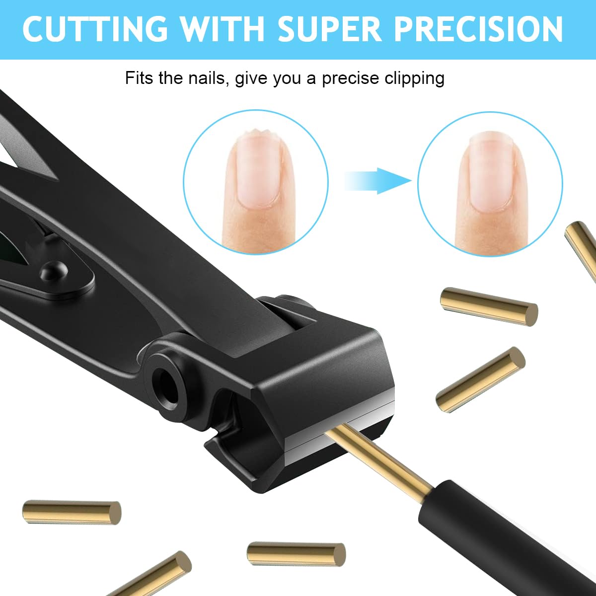 MAYCREATE Nail Clipper for Thick Nails with 15mm Curved Blade and Anti Splash Case | Stainless Steel 8.8x1.4cm Portable Cutter