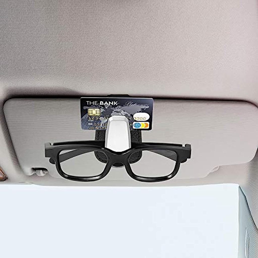 Car Sunglasses Holder for Sun Visor with Magnet Snap Closure and 4 x 1 x 1.77 in PU Leather Clip