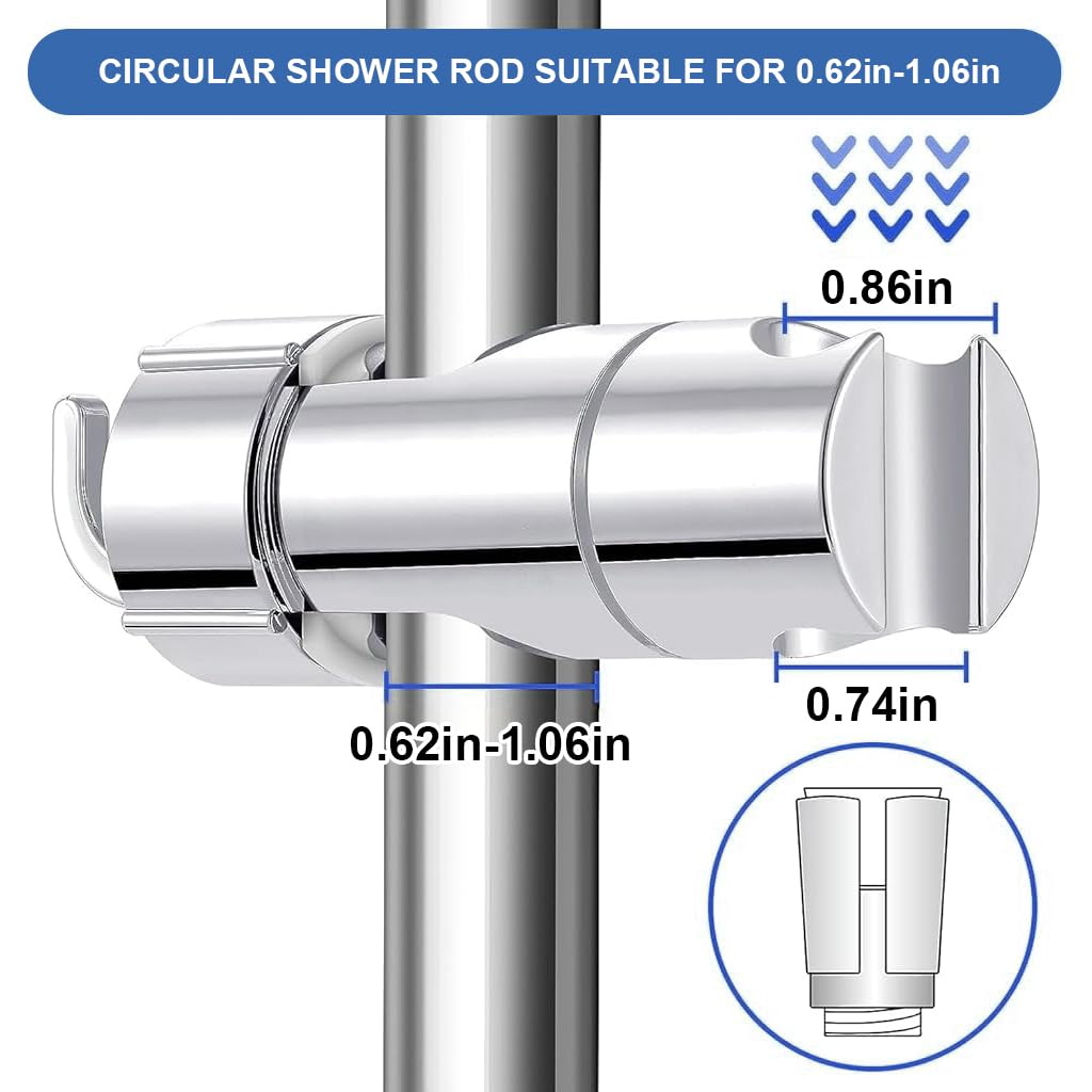 HASTHIP® Bathroom Shower Head Holder with Intergrated Hooks Universal Shower Slide Bar Bracket for 16-27mm Modern ABS Shower Bracket with Dual Hanging Hook Adjustable Shower Slide Bar Bracket