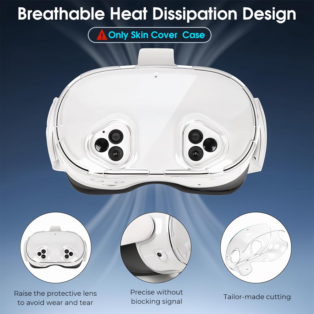 ZORBES Skin Cover for Meta Quest 3S VR Headset with Transparent TPU Protection | Snug-Fit Anti-Scratch Design