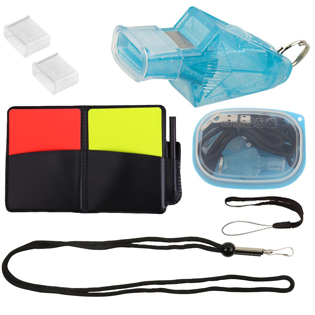 Proberos® Red & Yellow Cards Kit with Card Holder & Whistle Plastic Square Cards Soccer Referees Supplies Competition Supplies