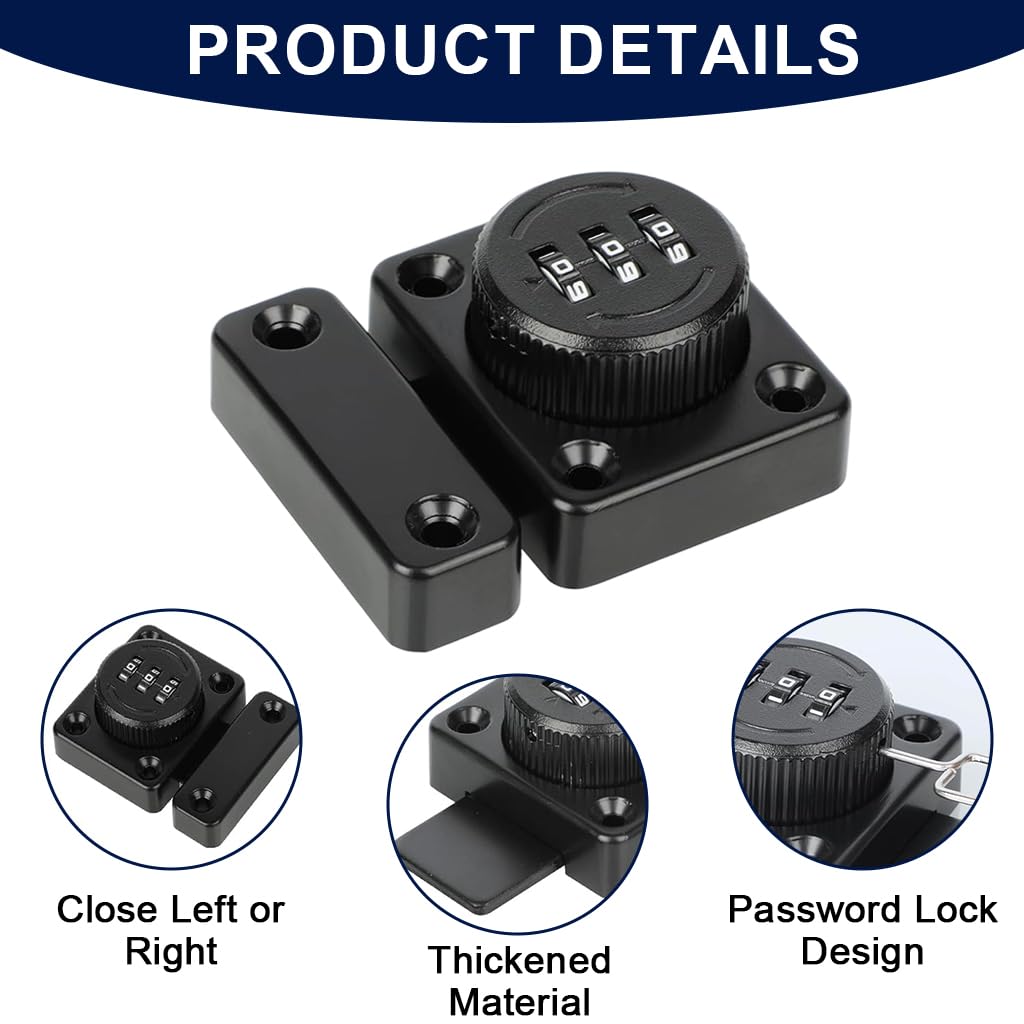 HASTHIP Password Door Lock for Interior & Exterior Doors with 3-Digit Keyless Latch | Heavy Duty Zinc Alloy